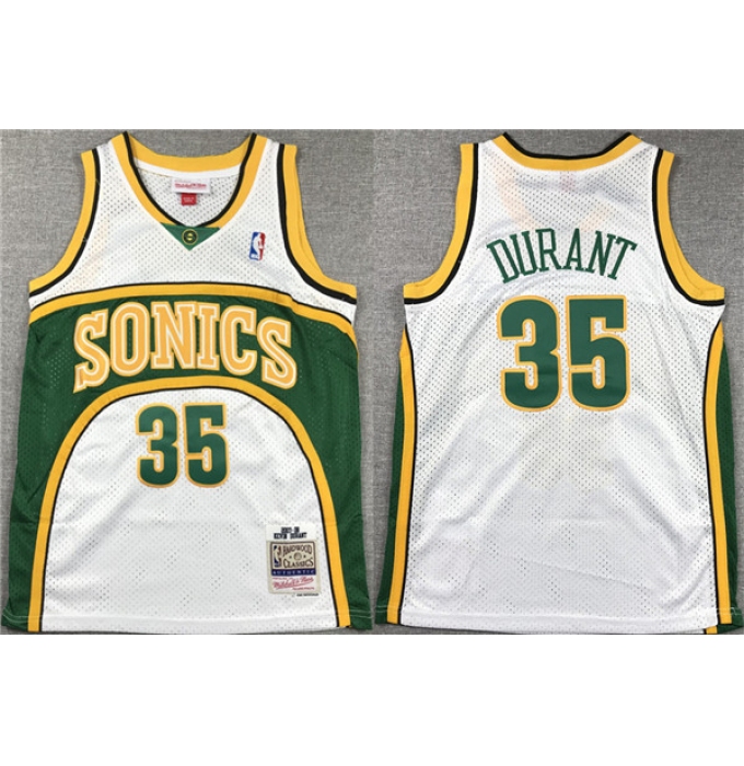 Men's Seattle SuperSonics #35 Kevin Durant White Mitchell & Ness Hardwood Classics Jersey