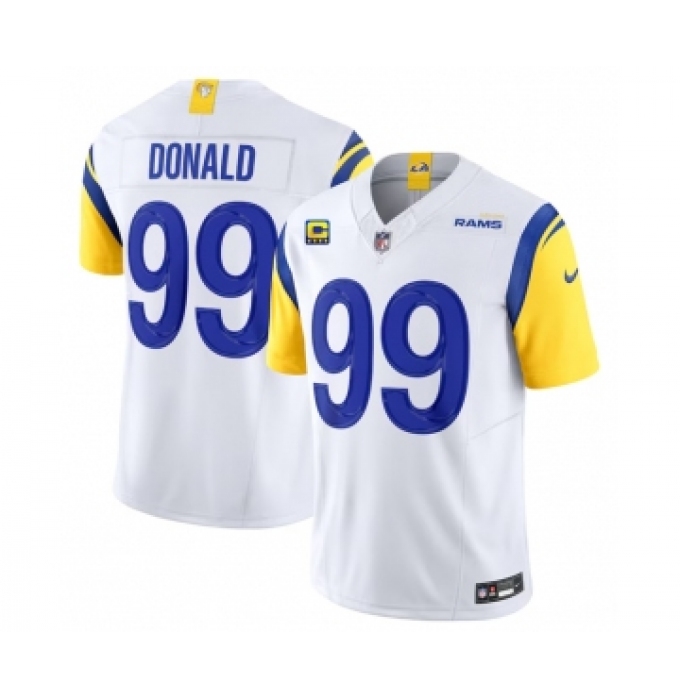 Men's Nike Los Angeles Rams #99 Aaron Donald White 2023 F.U.S.E. 4-Star C Vapor Vapor Limited Football Stitched Jersey