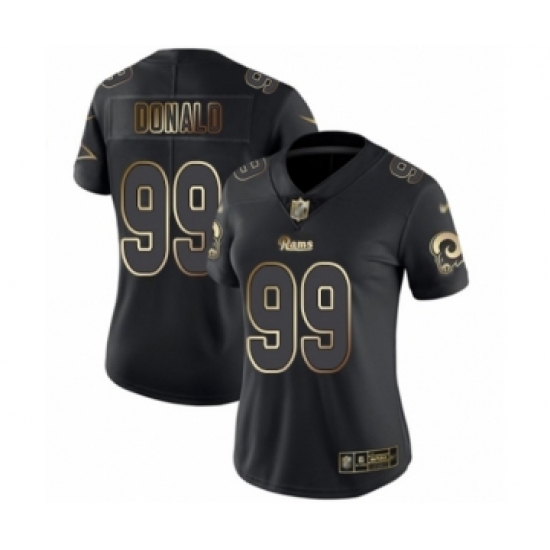 Women's Los Angeles Rams #99 Aaron Donald Black Gold Vapor Untouchable ...