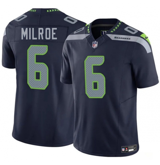 Men's Seattle Seahawks #6 Jalen Milroe Navy 2025 F.U.S.E. Vapor Limited Football Stitched Jersey