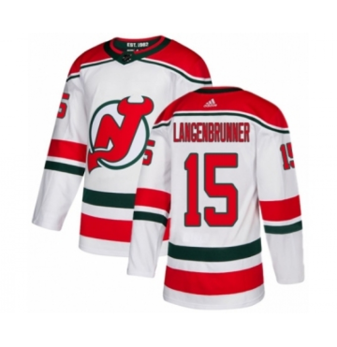 Youth Adidas New Jersey Devils #15 Jamie Langenbrunner Authentic White Alternate NHL Jersey