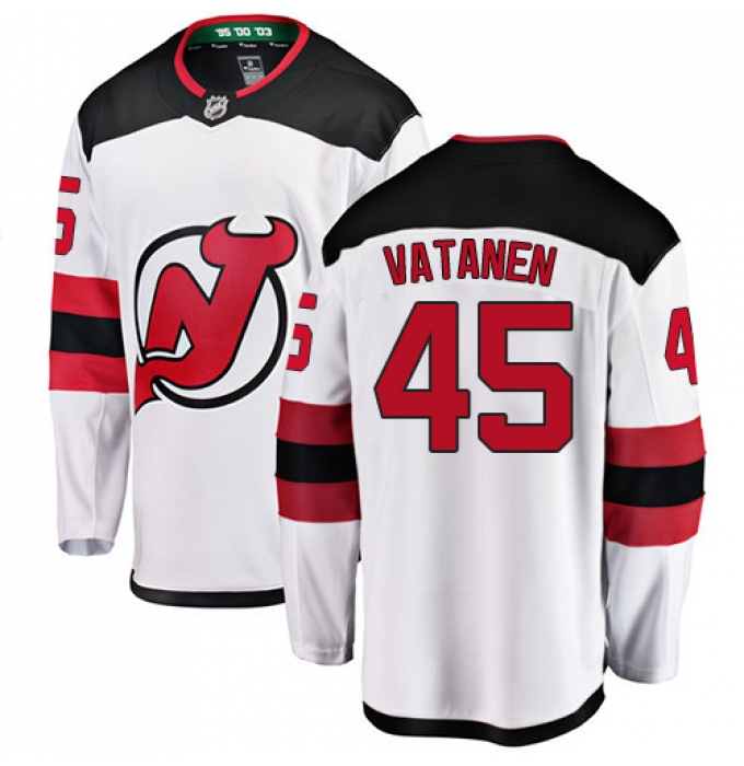 Men's New Jersey Devils #45 Sami Vatanen Fanatics Branded White Away Breakaway NHL Jersey