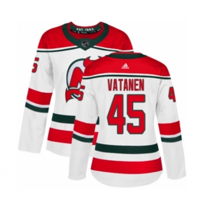 Women's Adidas New Jersey Devils #45 Sami Vatanen Authentic White Alternate NHL Jersey
