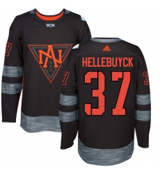 Men's Adidas Team North America #37 Connor Hellebuyck Authentic Black Away 2016 World Cup of Hockey Jersey