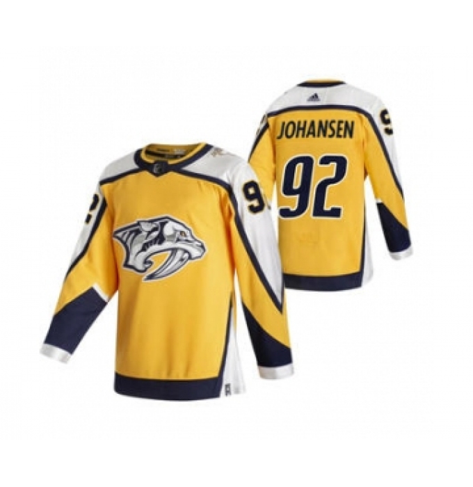 Men's Nashville Predators #92 Ryan Johansen Yellow 2020-21 Reverse Retro Alternate Hockey Jersey