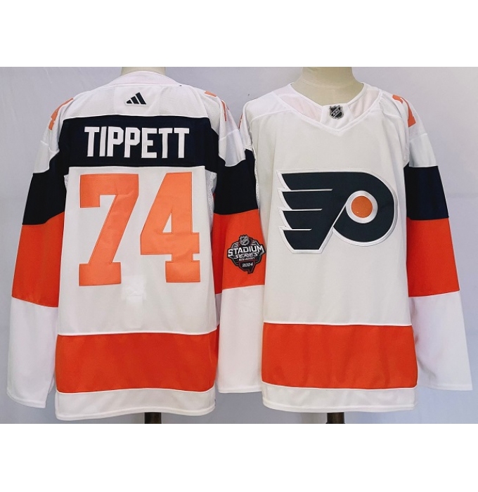 Men's Philadelphia Flyers #74 Owen Tippett White 2024 Stadium Series Stitched Jersey