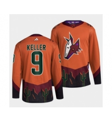 Men's Arizona Coyotes #9 Clayton Keller Orange 2022-23 Reverse Retro Stitched Jersey