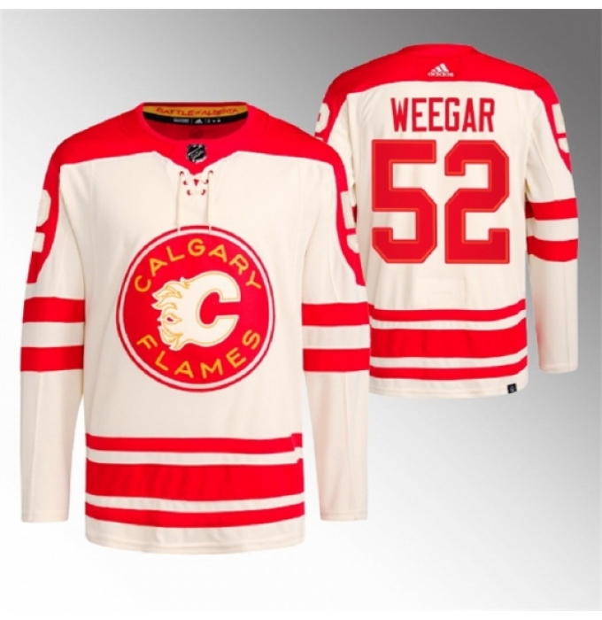 Men's Calgary Flames #52 MacKenzie Weegar 2023 Cream Heritage Classic Primegreen Stitched Jersey