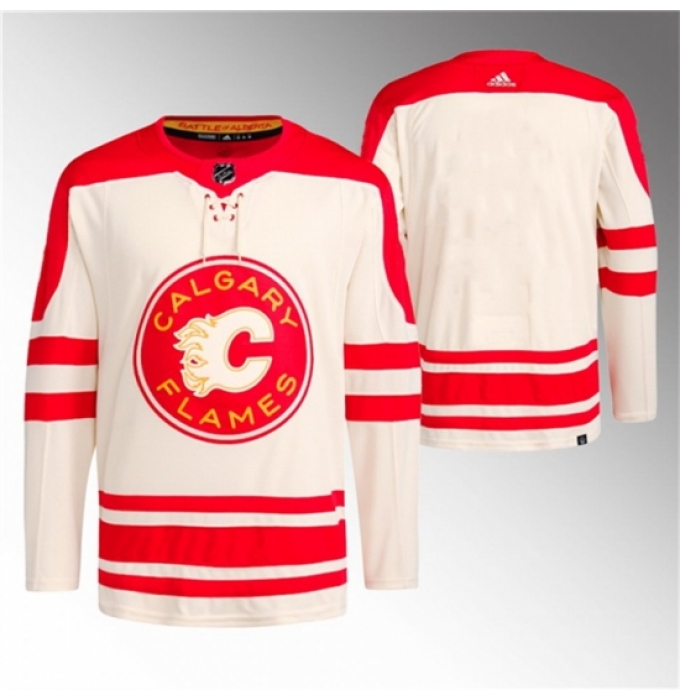 Men's Calgary Flames Blank 2023 Cream Classic Primegreen Stitched Jersey