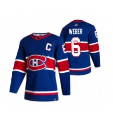 Men's Montreal Canadiens #6 Shea Weber Blue 2020-21 Reverse Retro Alternate Hockey Jersey