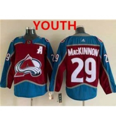 Youth Colorado Avalanche #29 Nathan MacKinnon With A Ptach Burgundy Stitched Jersey