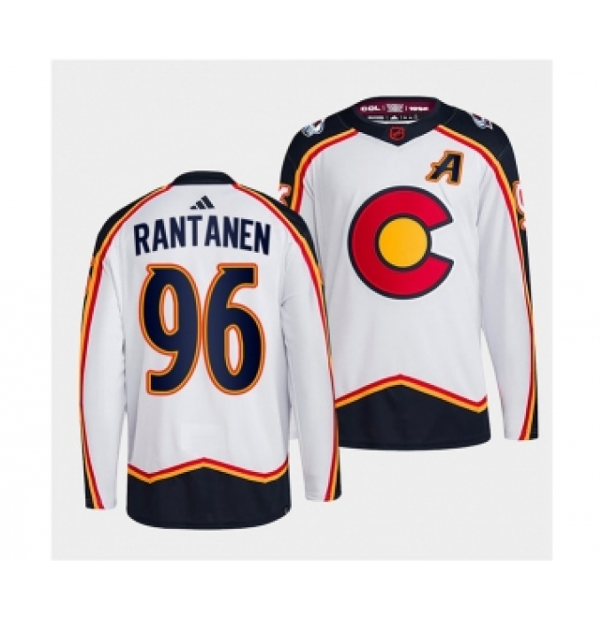 Men's Colorado Avalanche #96 Mikko Rantanen White 2022-23 Reverse Retro Stitched Jersey