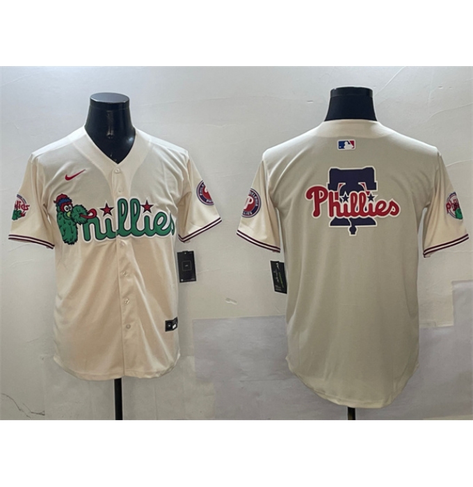 Men's Philadelphia Phillies Team Big Logo Cream Phanatic Limited Stitched Jersey