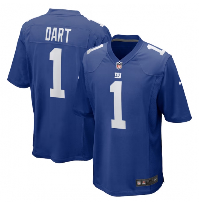 Men's New York Giants #1 Jaxson Dart Nike Royal 2025 NFL Draft First Round Pick Game Jersey