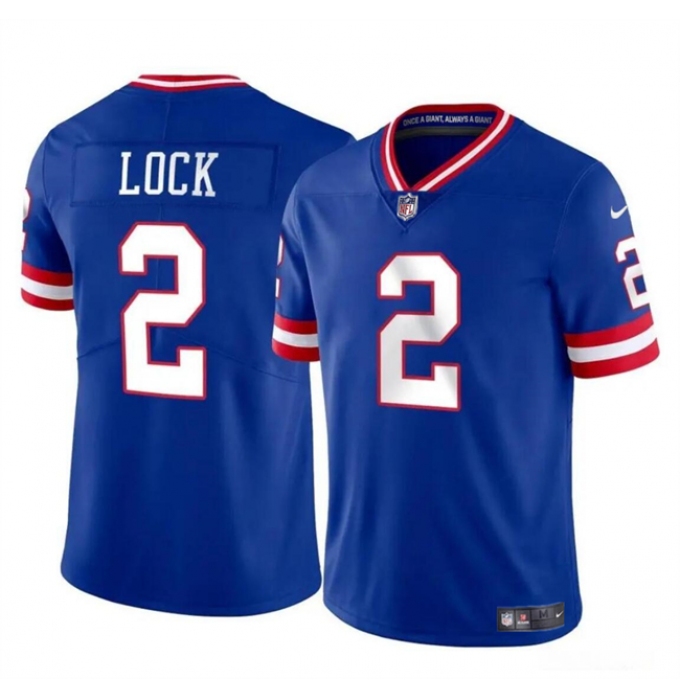 Men's New York Giants #2 Drew Lock Blue Throwback Vapor Untouchable Limited Football Stitched Jersey