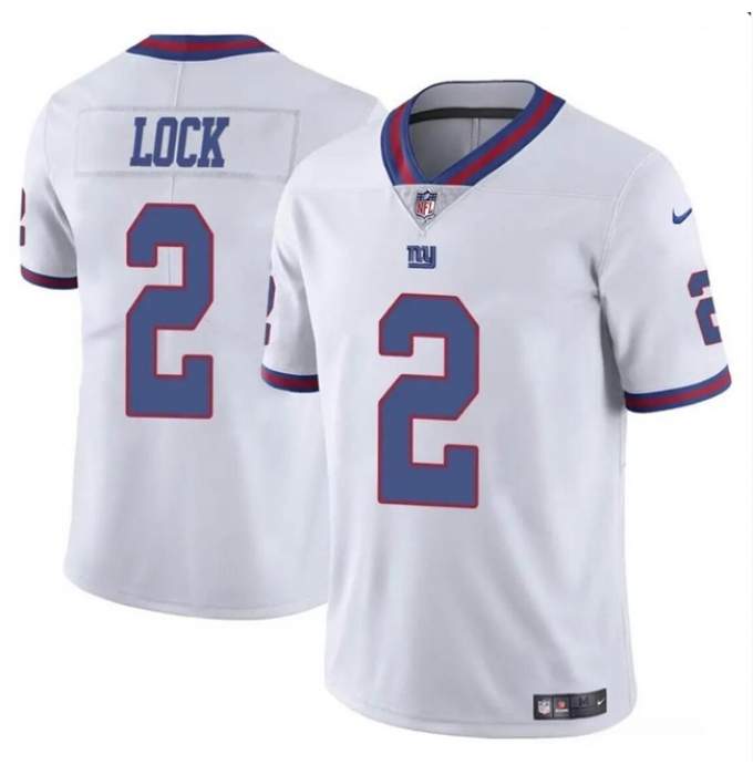 Men's New York Giants #2 Drew Lock White Limited Football Stitched Jersey
