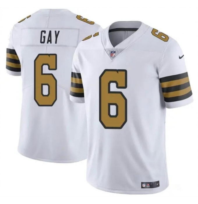 Men's New Orleans Saints #6 Willie Gay White Color Rush Limited Football Stitched Jersey