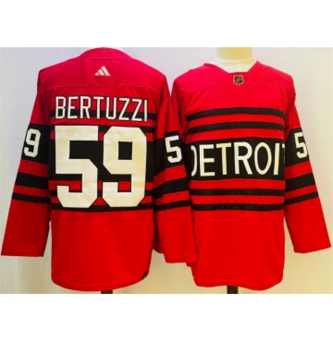 Men's Detroit Red Wings #59 Tyler Bertuzzi Red 2022-23 Reverse Retro Stitched Jersey