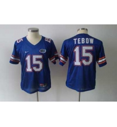 NCAA Youth kids Gators #15 Tim Tebow Blue Embroidered NCAA Jersey