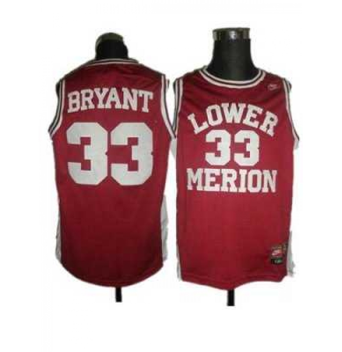 Merion #33 Kobe Bryant Red Basketball Embroidered NCAA Jersey