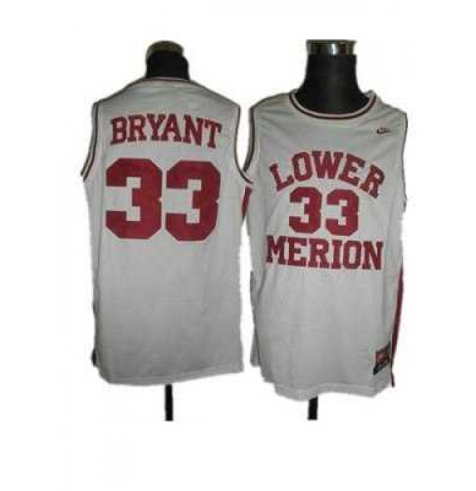 Merion #33 Kobe Bryant White Basketball Embroidered NCAA Jersey