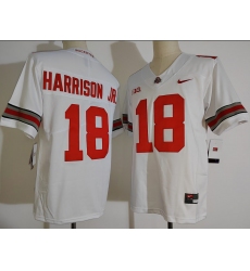 Ohio State Buckeyes #18 Harrison jr White Scarlet NCAA Football Jersey