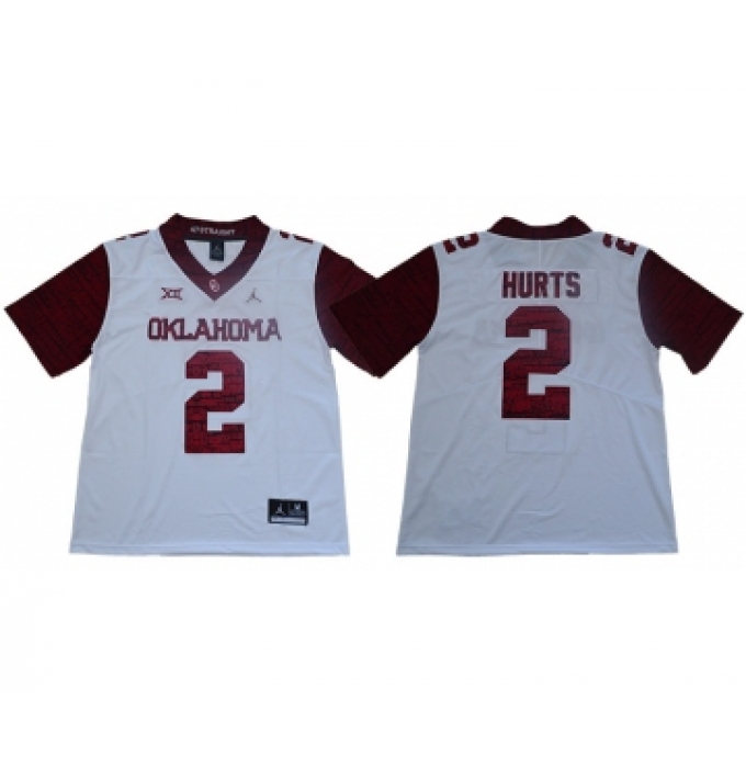 Oklahoma Sooners 2 Jalen Hurts White 47 Game Winning Streak College Football Jersey