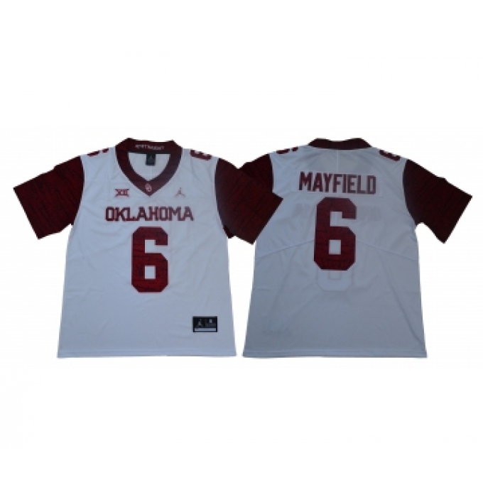 Oklahoma Sooners 6 Baker Mayfield White 47 Game Winning Streak College Football Jersey