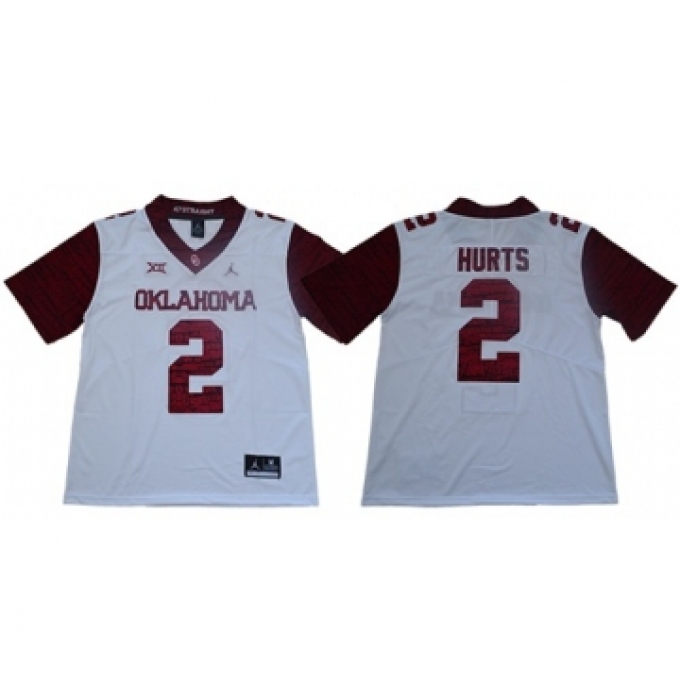 Sooners #2 Jalen Hurts White Jordan Brand Limited New XII Stitched College Jersey