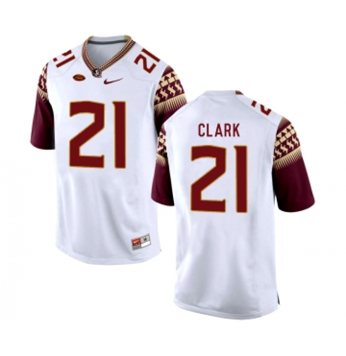 Florida State Seminoles 21 Corey Clark White College Football Jersey