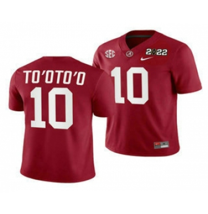 Men's Alabama Crimson Tide #10 Henry TooToo 2022 Patch Red College Football Stitched Jersey