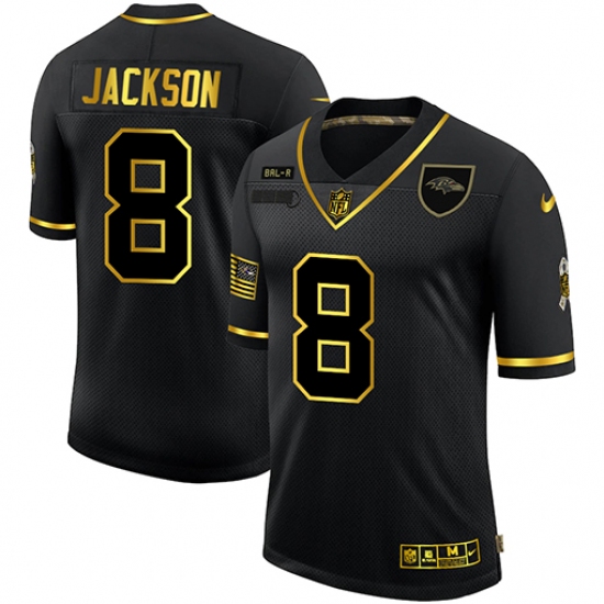Men's Baltimore Ravens #8 Lamar Jackson Olive Gold Nike 2020 Salute To ...