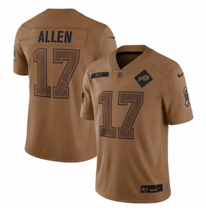 Men's Buffalo Bills #17 Josh Allen Nike Brown 2023 Salute To Service Limited Jersey