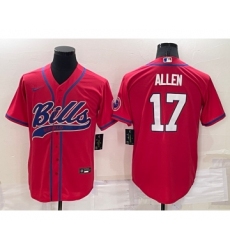 Men's Buffalo Bills #17 Josh Allen Red Stitched Cool Base Nike Baseball Jersey