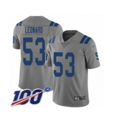 Youth Nike Indianapolis Colts #53 Darius Leonard Limited Gray Inverted Legend 100th Season NFL Jersey