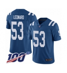 Youth Nike Indianapolis Colts #53 Darius Leonard Royal Blue Team Color Vapor Untouchable Limited Player 100th Season NFL Jersey