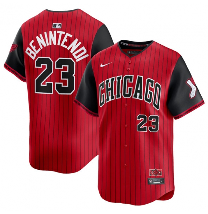 Men's Chicago White Sox #23 Andrew Benintendi Red Black 2025 City Connect Limited Stitched Baseball Jersey