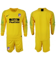 Atletico Madrid Blank Yellow Goalkeeper Long Sleeves Soccer Club Jersey