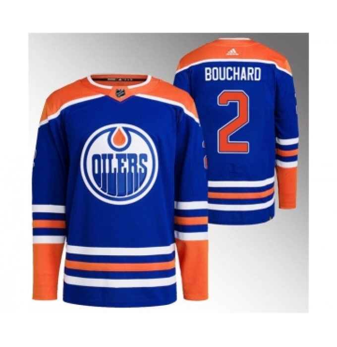 Men's Edmonton Oilers #2 Evan Bouchard Royal Stitched Jersey