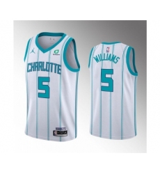 Men's Charlotte Hornets #5 Mark Williams 2022 Draft White Stitched Basketball Jersey