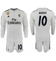 2018-19 Real Madrid 10 MODRIC Home Long Sleeve Soccer Jersey