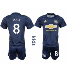 2018-19 Manchester United 8 MATA Third Away Youth Soccer Jersey