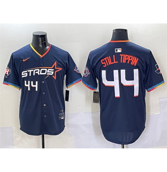 Men's Houston Astros #44 Still Tippin Navy 2025 City Connect With Texas Limited Stitched Baseball Jersey