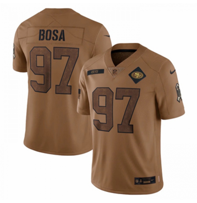Men's San Francisco 49ers #97 Nick Bosa Nike Brown 2023 Salute To Service Limited Jersey