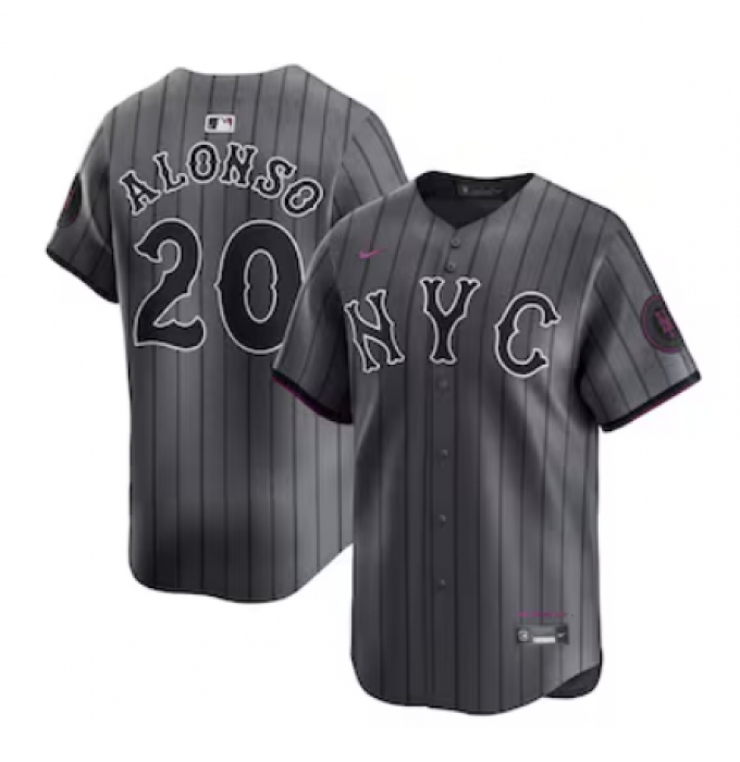 Men's New York Mets #20 Pete Alonso Nike Graphite 2024 City Connect Limited Player Jersey