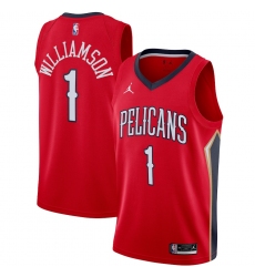 Men's New Orleans Pelicans #1 Zion Williamson Jordan Brand Red 2020-21 Swingman Jersey