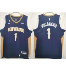 Men's New Orleans Pelicans #1 Zion Williamson Navy Stitched Basketball Jersey