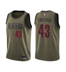 Men's Portland Trail Blazers #43 Anthony Tolliver Swingman Green Salute to Service Basketball Jersey