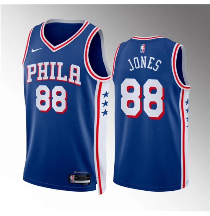 Men's Philadelphia 76ers #88 Kai Jones Royal Icon Edition Stitched Jersey