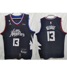 Men's Los Angeles Clippers #13 Paul George Black Stitched Jersey